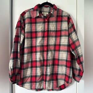 Eddie Bauer Red and Black Plaid Flannel Shirt size Medium
